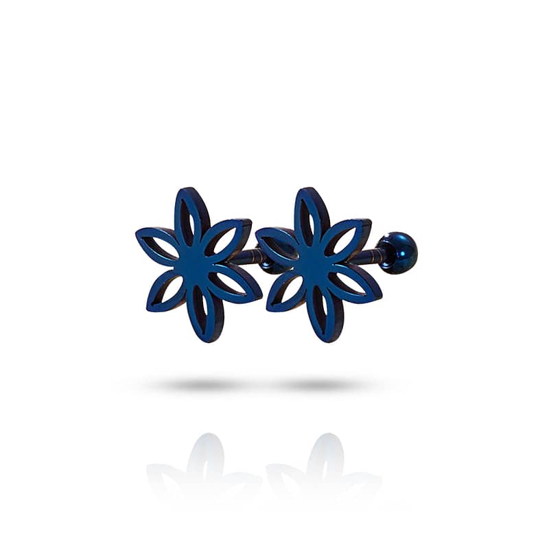 Flower Conch Piercing Dark Blue