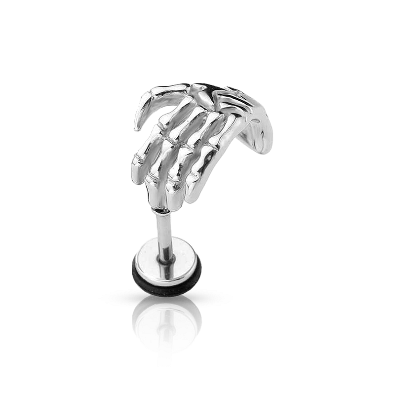 Bone Hand Lobe Piercing Silver