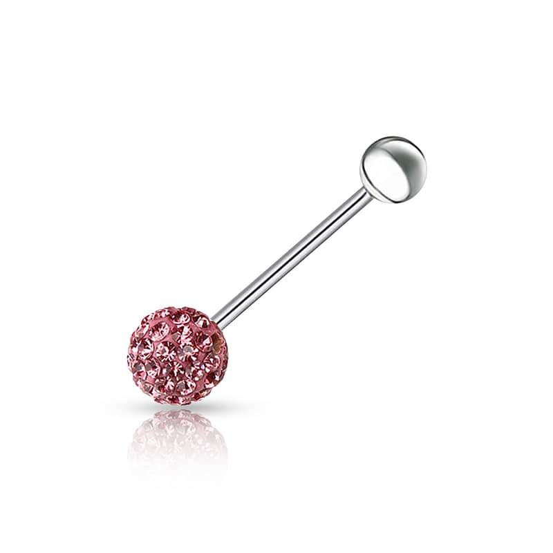 Diamond Ball Tongue Piercing Pink