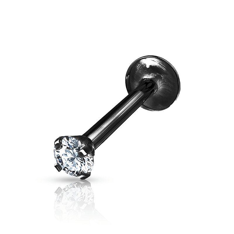 Diamond Labret Piercing Black and White Stone