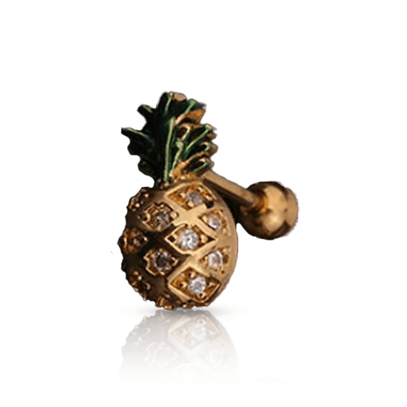 Diamond Pineapple Lobe Piercing Gold