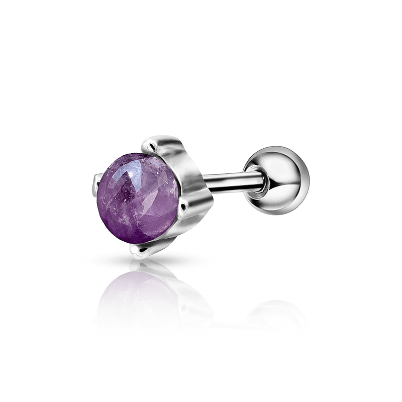 Purple Stone Lobe Piercing Violet