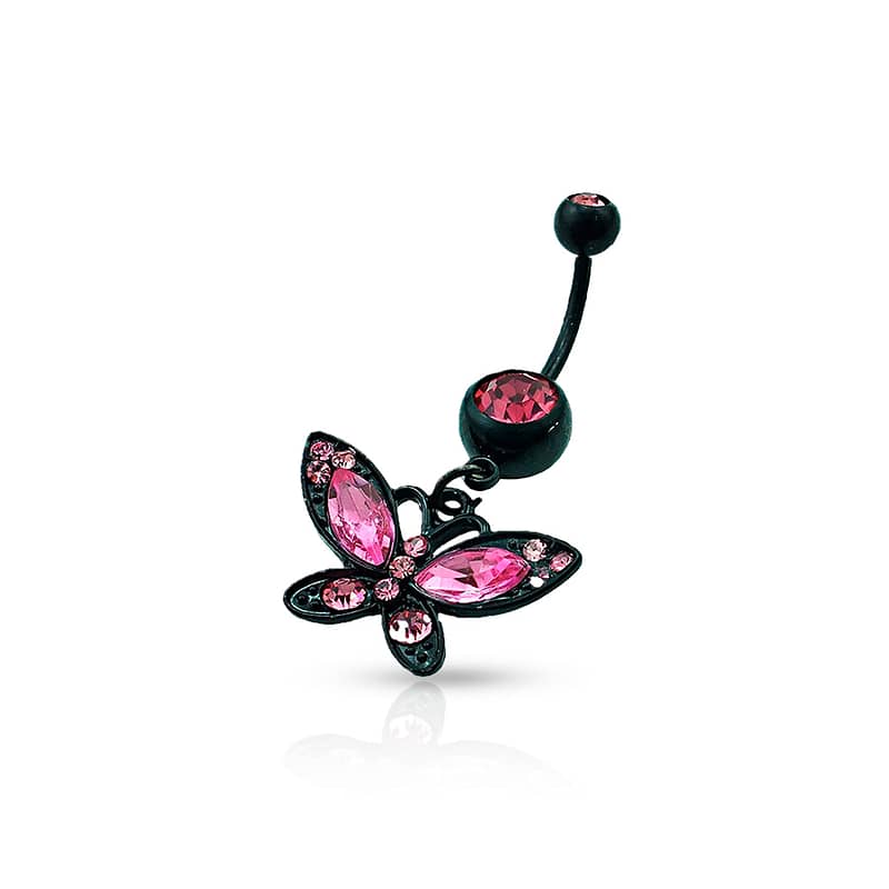 Black Butterfly Navel Piercing