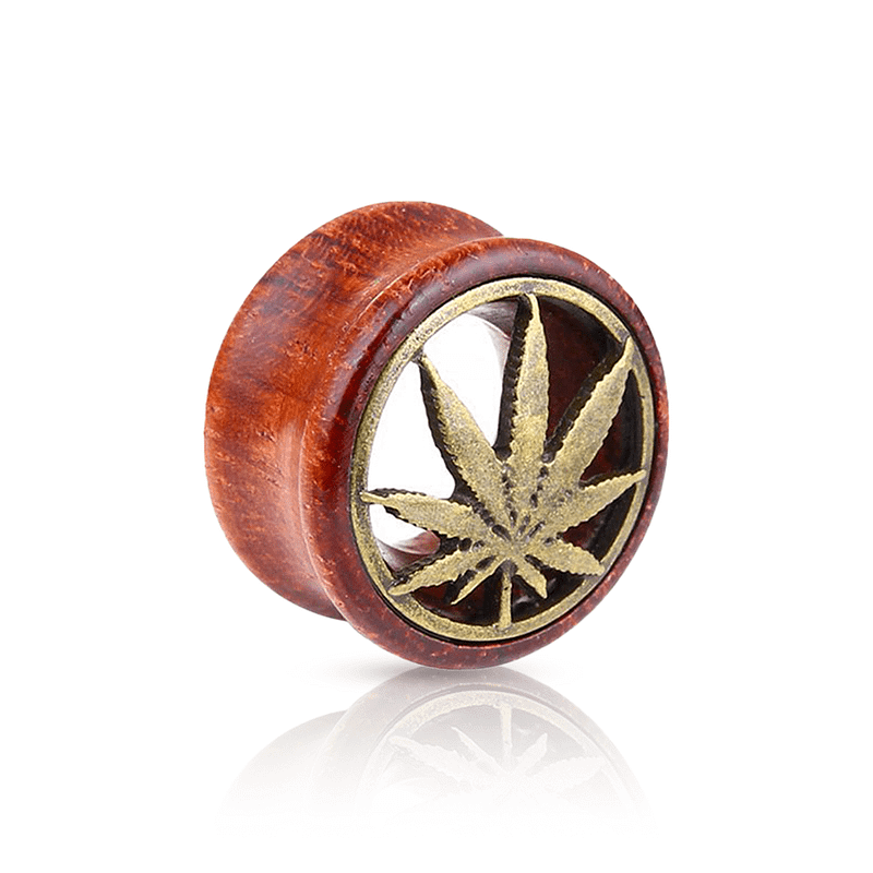 Cannabis Leaf Ear Plug Brown 20mm