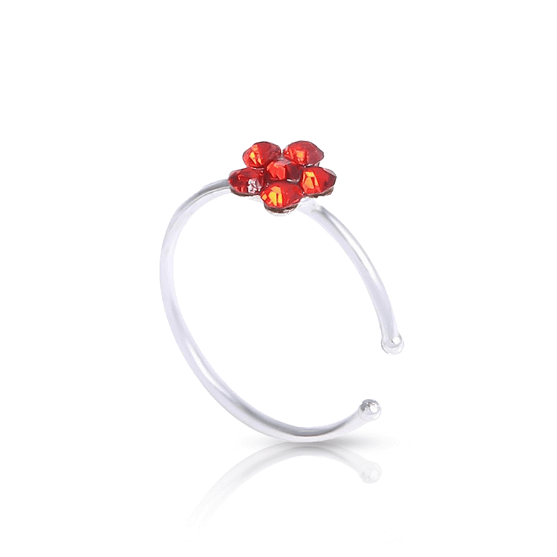 Colorful Floer Fake Nose Piercing Red
