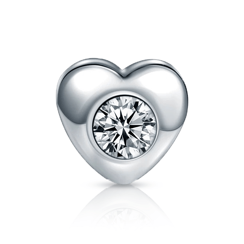 Diamond Heart Fake Lip Piercing Silver
