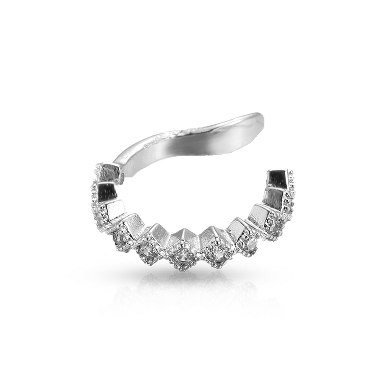Diamond Ring Fake Piercing Silver