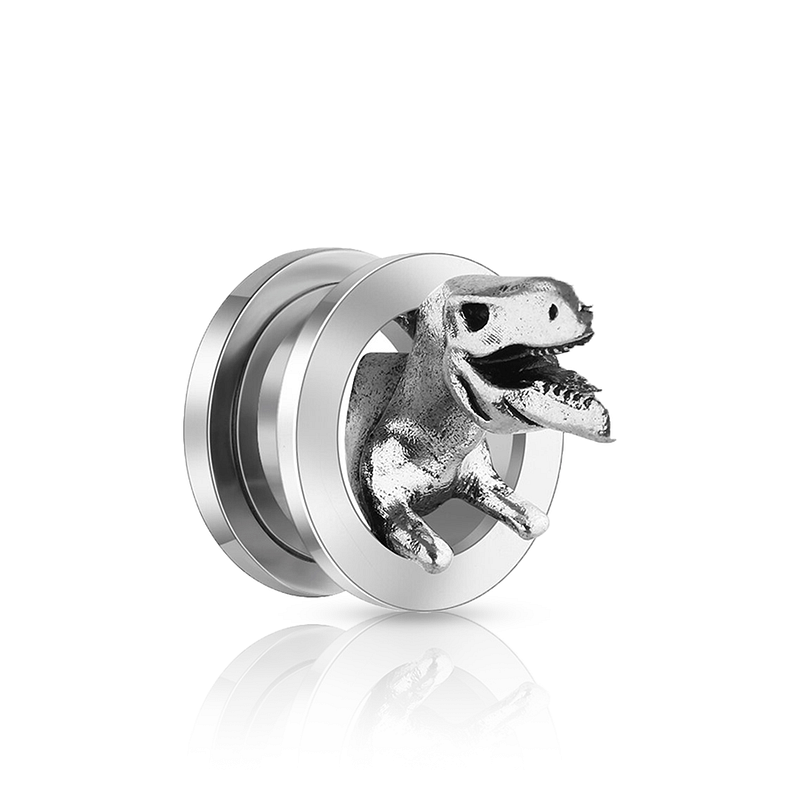 Dinosaur Ear Plug Silver 16mm