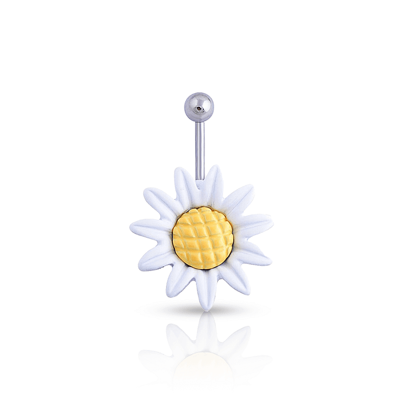 Sunflower Belly Button Piercing White