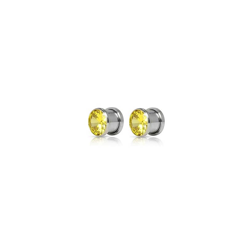 Swarovski Diamond Ear Plug Citrine ear plug 10MM