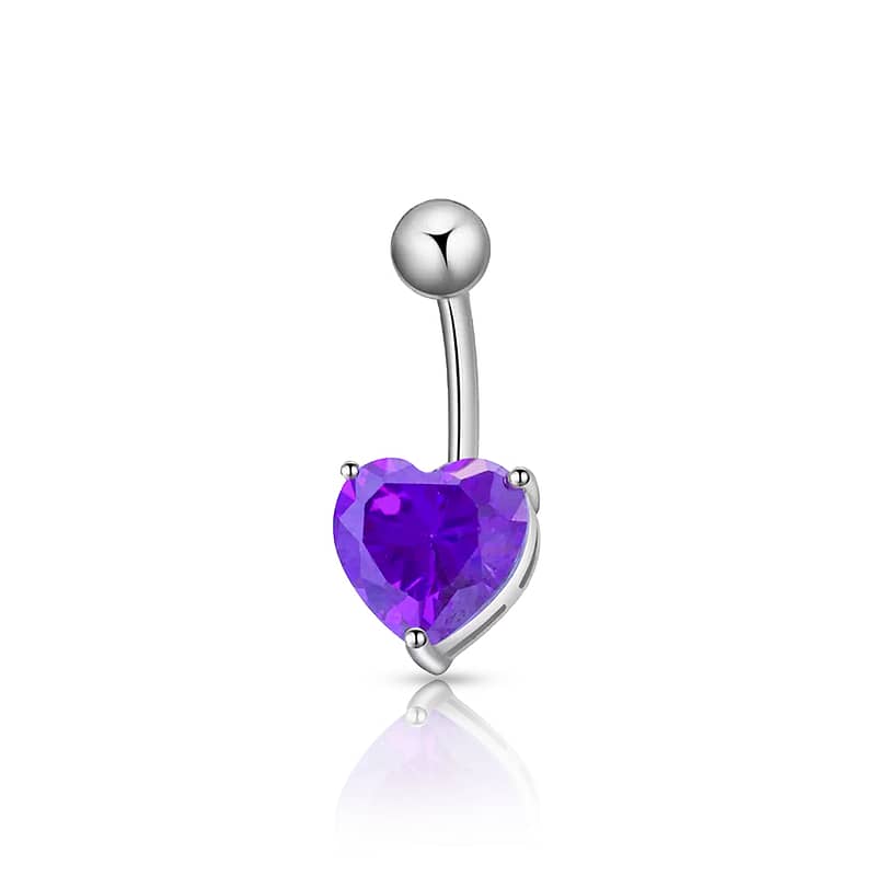 Swarovski® Heart Navel Piercing Purple